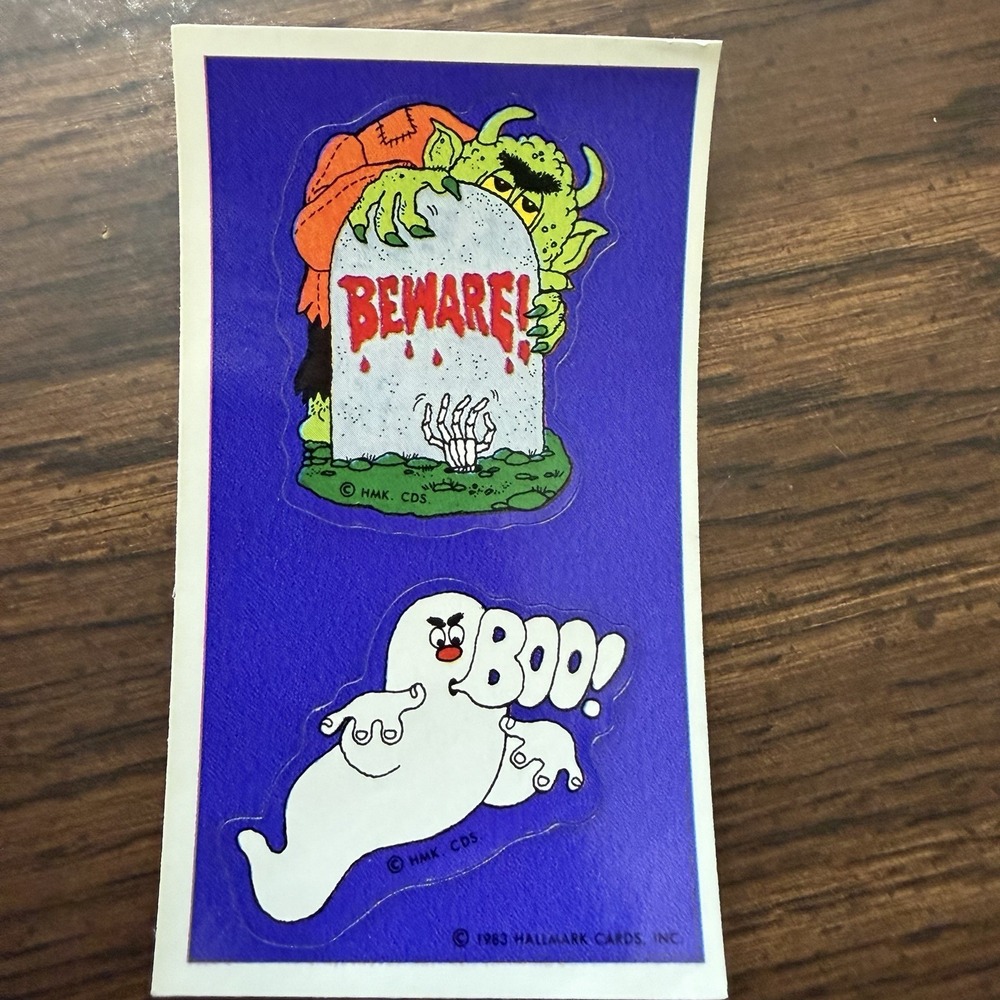 Vintage 1983 Hallmark Halloween Stickers Ghost Monster Unused